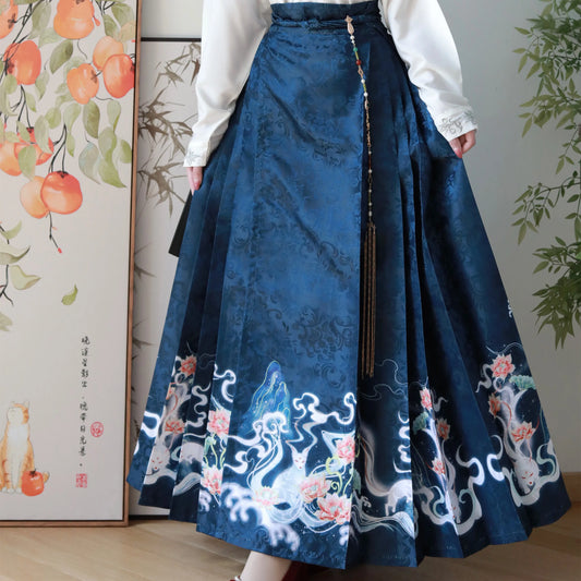 XL Traditional Daily Hanfu Women's Chinese Style Suit Embroidery Sleeve Horse-face Pleated Skirt Fashion Street Wear Clothing