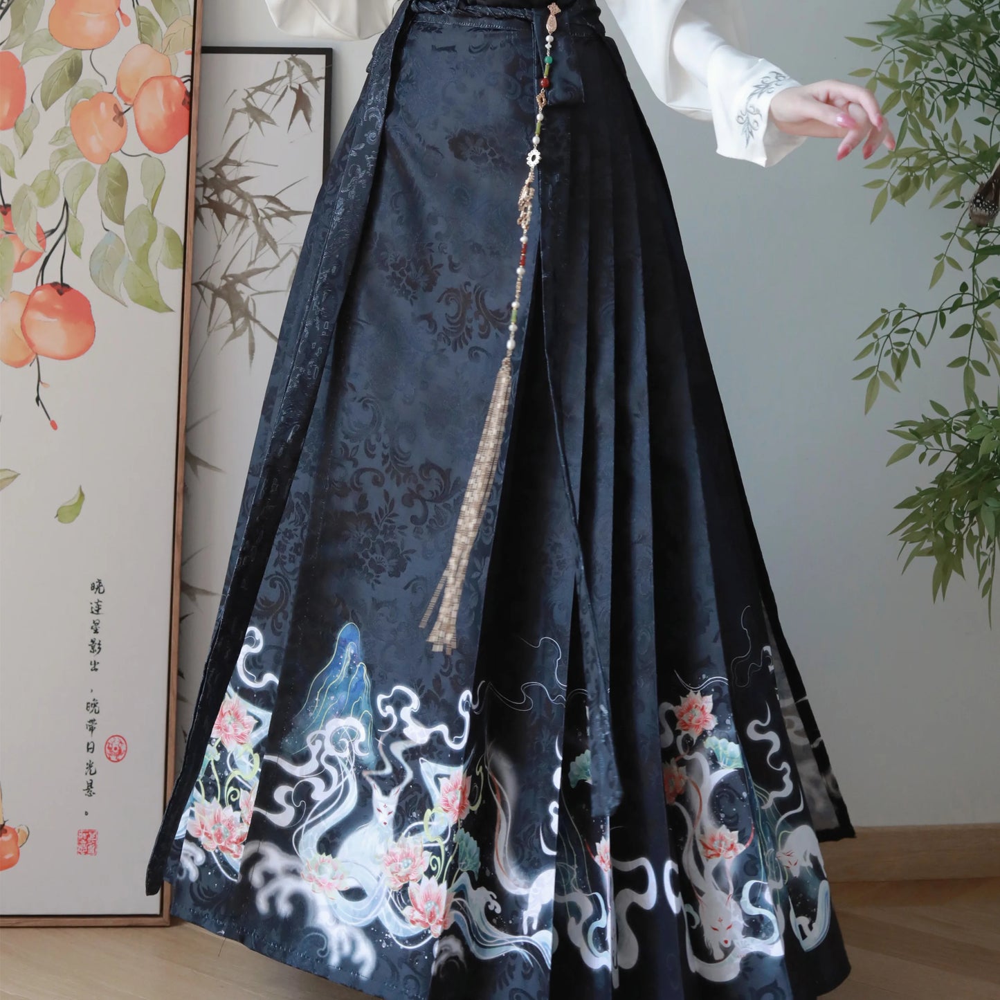 XL Traditional Daily Hanfu Women's Chinese Style Suit Embroidery Sleeve Horse-face Pleated Skirt Fashion Street Wear Clothing